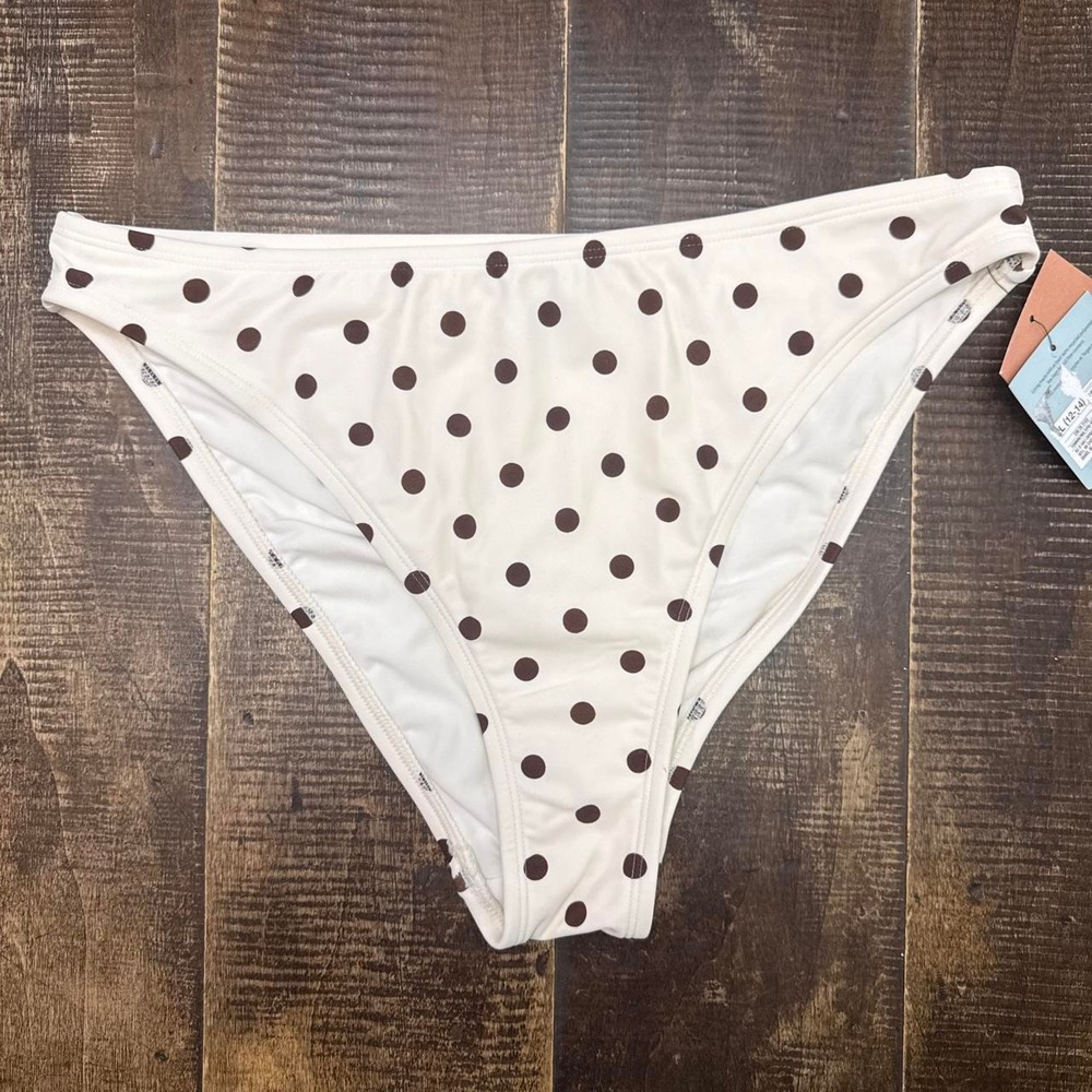 Shade & Shore White & Black Polka Dot Bikini Bottoms
